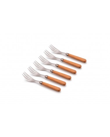 Posate Effetto Legno - Cortina - Set 6 Forchette Dolce - 