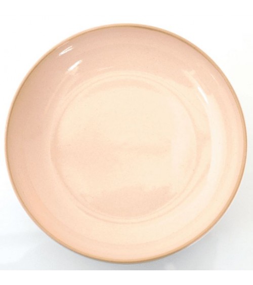Altea colored floor plate in stoneware 23.50 cm - made in Italy - shiny fishing rose
