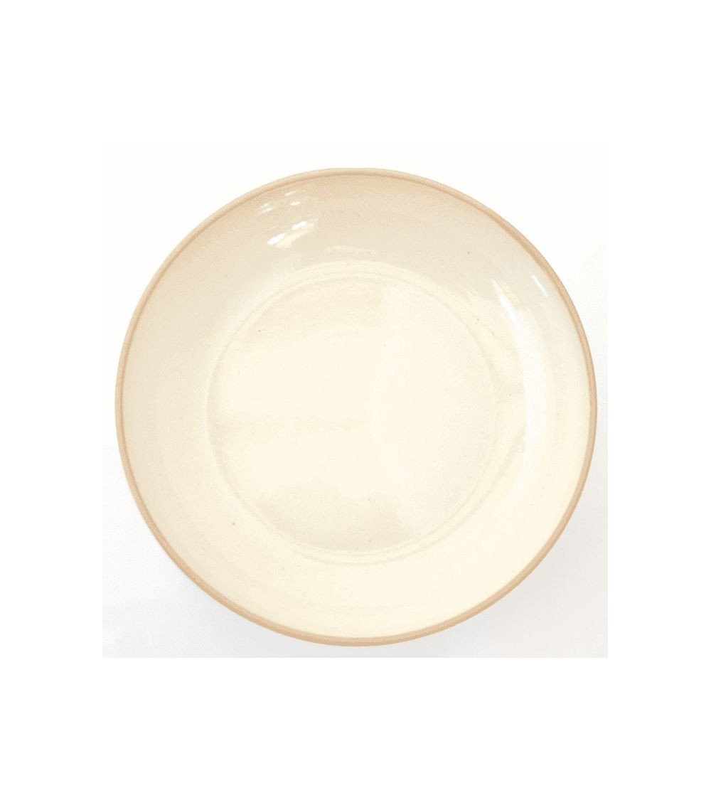 Assiette de sol colorée Altea dans la grès 23,50 cm - Fabriqué en Italie - Ivoire crème brillante