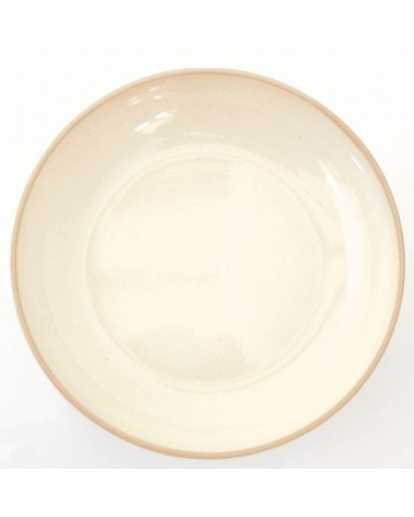 Assiette de sol colorée Altea dans la grès 23,50 cm - Fabriqué en Italie - Ivoire crème brillante