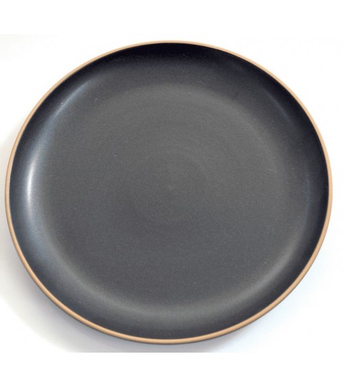 Piatto Piano Colorato Altea in Gres Cm 23,50 – Made in Italy - Nero Opaco