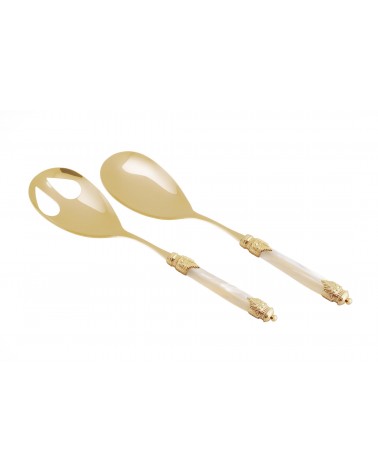 Coppia Posate Insalata di Lusso Oro PVD - Arianna Rivadossi Sandro - Set 2 Pezzi - avorio cream