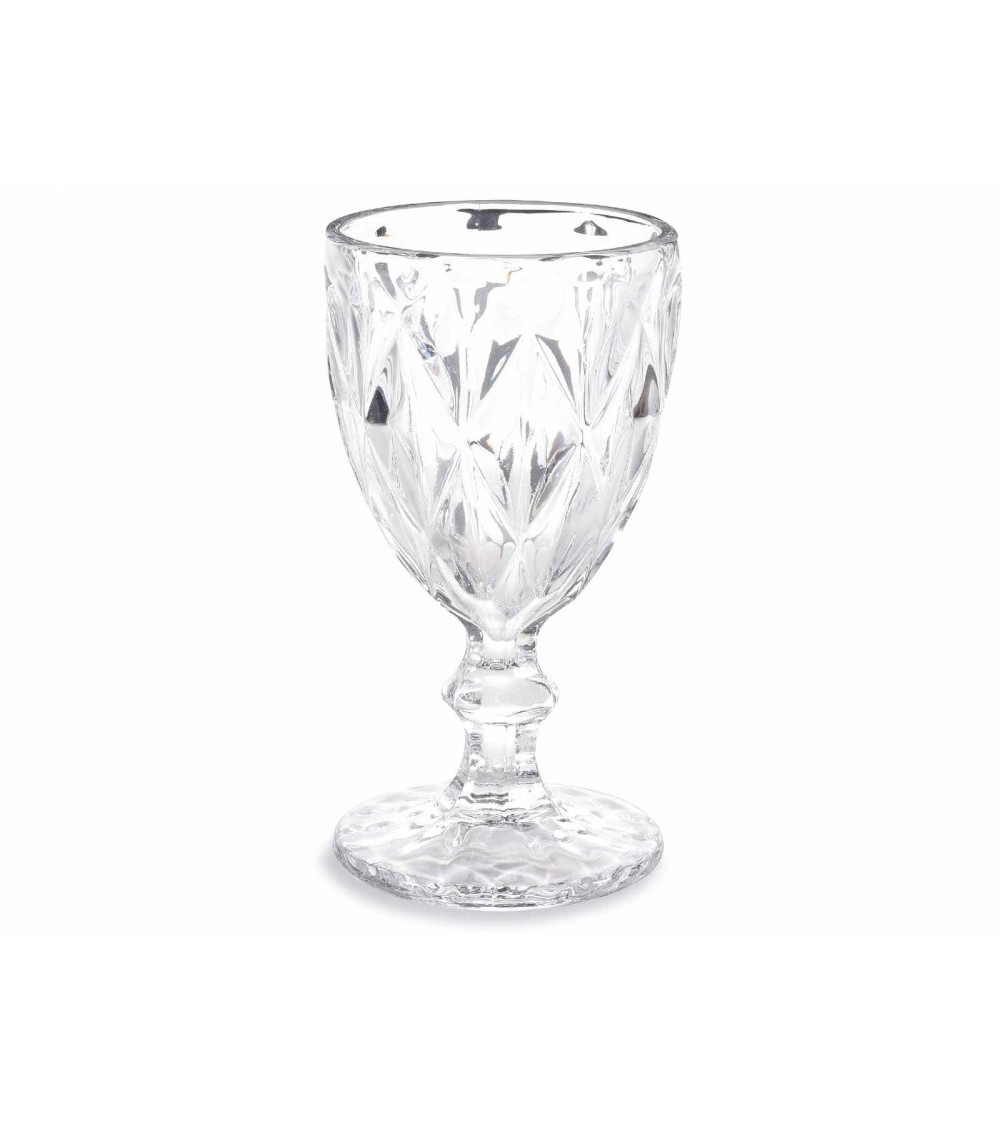 Set 12 Bicchieri Calice Vetro Trasparente Lavorato 250 ml | Modalyssa - Elegante