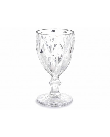 Set 12 Bicchieri Calice Vetro Trasparente Lavorato 250 ml | Modalyssa - Elegante
