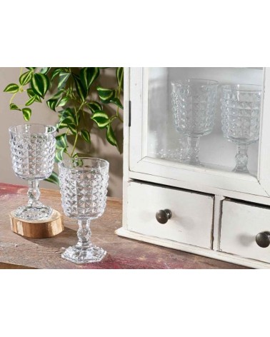 copy of Set 12 Bicchieri Calice Vetro Trasparente Lavorato 250 ml - 