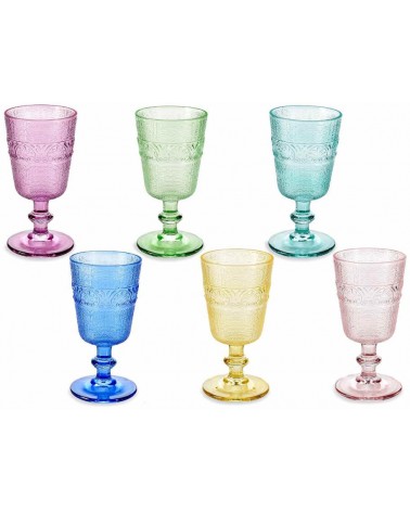 Set 6 farbige Gläser in bearbeitetem Glas, gemischte Farben - 300 ml -