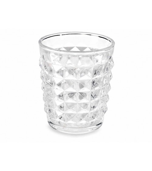 Set 6 glasses water transparent glass worked 250 ml - vintage style -
