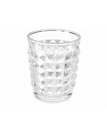 Set 6 glasses water transparent glass worked 250 ml - vintage style -