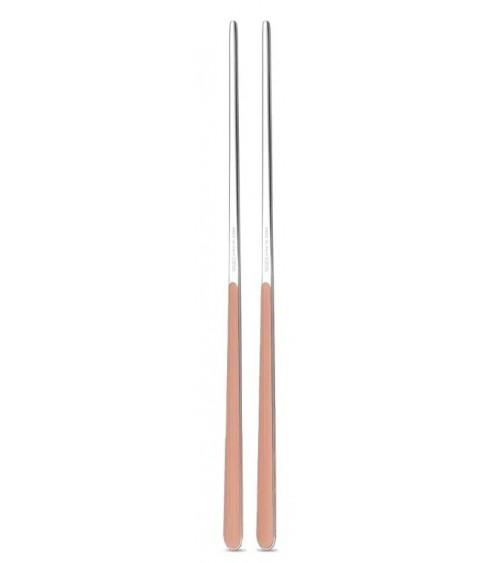 Bacchette Cinesi in Acciaio Inox 18/10 Neva – Design Tinta Unita, Manico Colorato, Made in Italy - rosa pesca