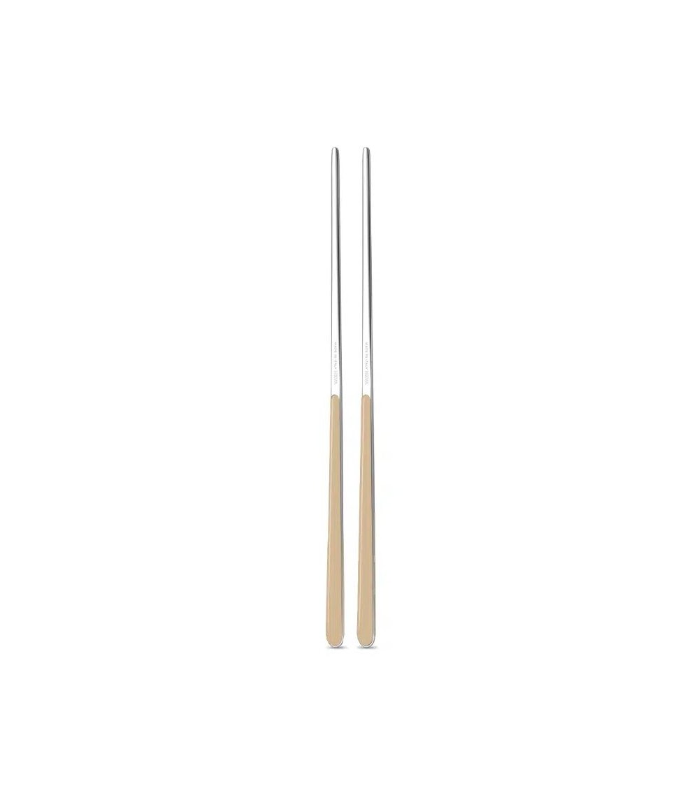 Chinese chops in 18/10 stainless steel NEVA - United color design, colored handle, made in Italy - Ivory Cream