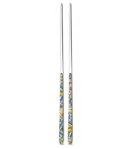Bacchette Cinesi in Acciaio Inox 18/10 Neva – Set 2 Coppie - Design Tinta Unita, Manico Colorato, Made in Italy -