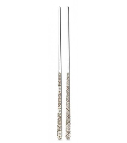 Bacchette Cinesi in Acciaio Inox 18/10 Neva – Set 2 Coppie - Design Tinta Unita, Manico Colorato, Made in Italy - 