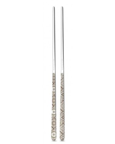 Chinese chops in 18/10 stainless steel NEVA - Set 2 couples - solid color design, colored handle, made in Italy -