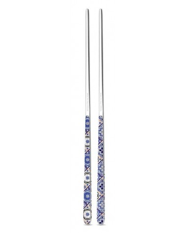 Chinese stainless steel chops with majolica decorated handle - Neva Creative cutlery -