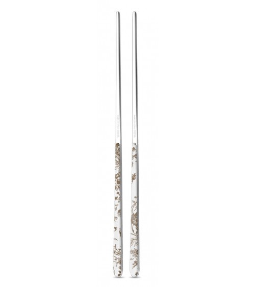 Définir 2 couples (4pz) Coubs chinois en acier inoxydable décoré - China Roses Model - Neva Cutlery Creative -