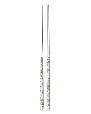 Set 2 couples (4pz) Chinese chops in decorated stainless steel - China Roses model - Neva cutlery creative -