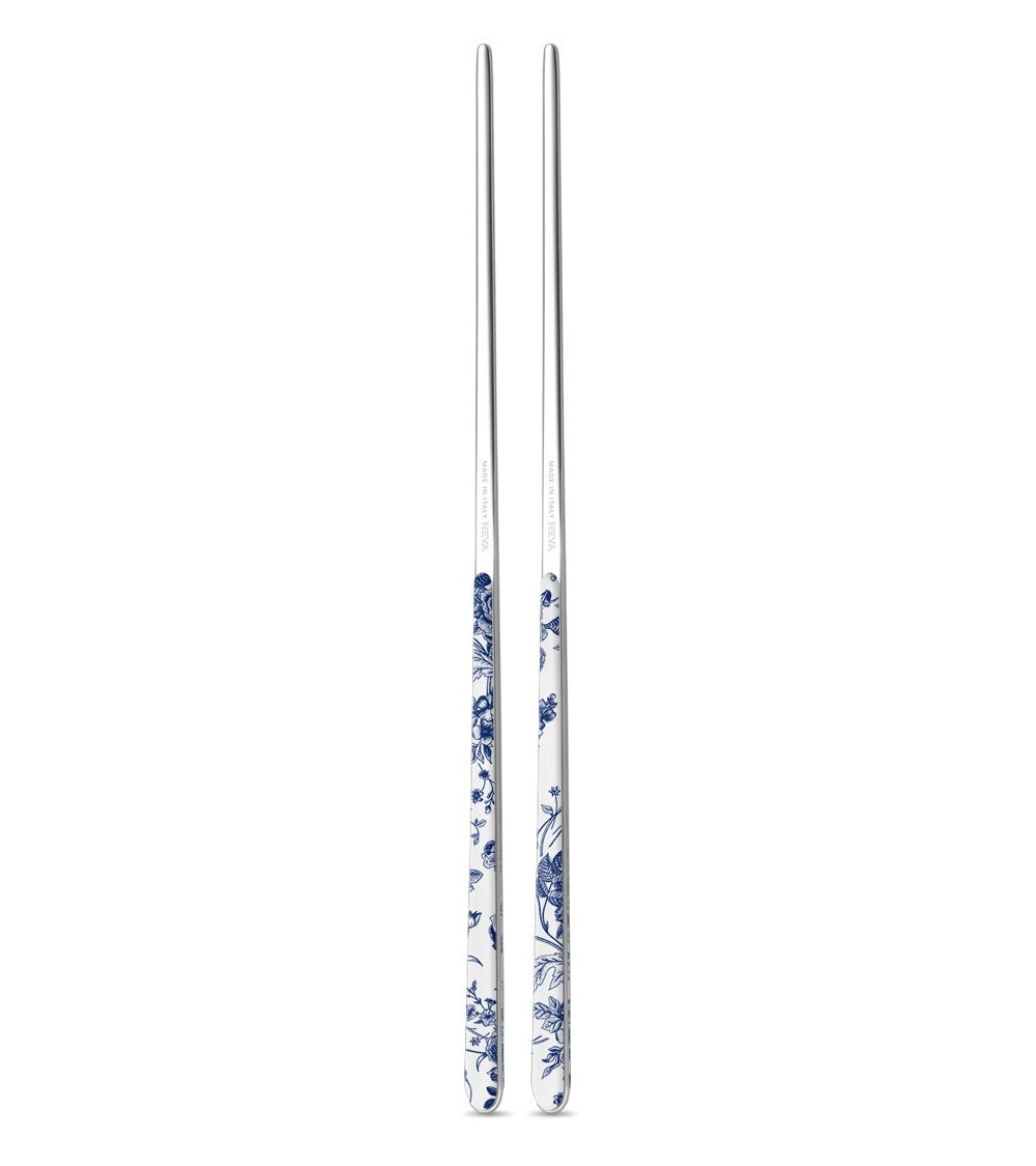 Définir 2 couples (4pz) Coubs chinois en acier inoxydable décoré - China Roses Model - Neva Cutlery Creative -