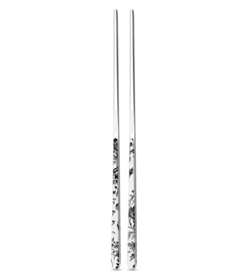Set 2 couples (4pz) Chinese chops in decorated stainless steel - China Roses model - Neva cutlery creative -