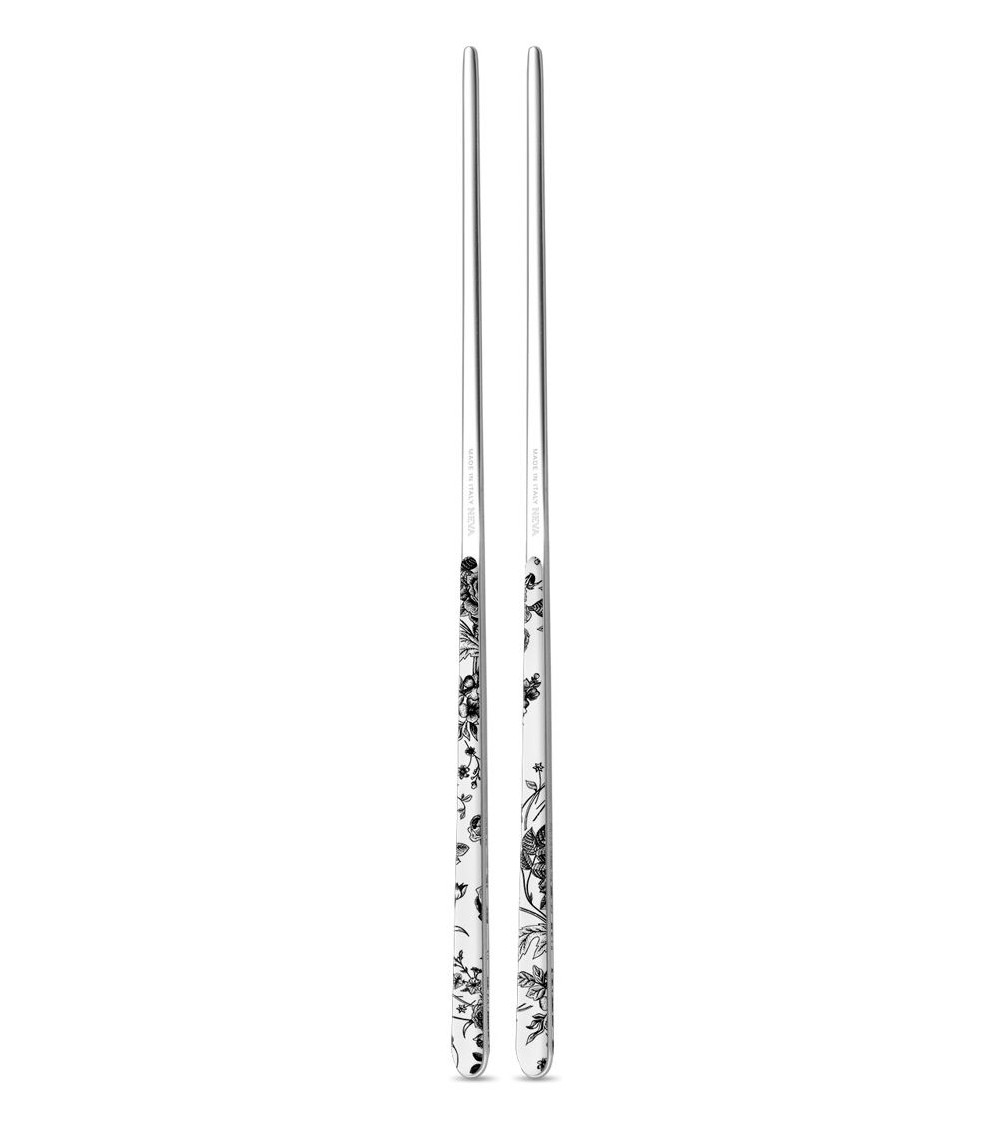 Définir 2 couples (4pz) Coubs chinois en acier inoxydable décoré - China Roses Model - Neva Cutlery Creative -