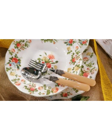 Plates Set 18 Pieces Fine Porcelain - New Spring Rose Collection - Provencal / Romantic Style -