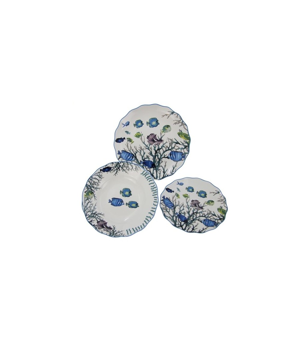 "Azure Reef" Flat Service 18 Stücke - Made in Italien | Marine -Eleganz für 6 Personen -