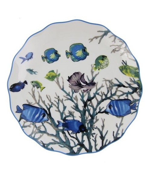 Servizio Piatti "Azure Reef" 18 Pezzi – Made in Italy | Eleganza Marina per 6 Persone - 