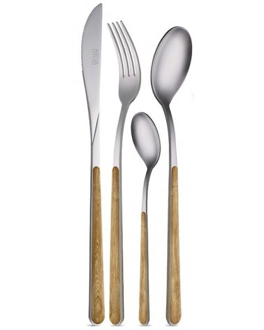 Set of 24 pcs Casteing Asia Wood Texture Neva - Salabed steel and wood effect handle - made in Italy -