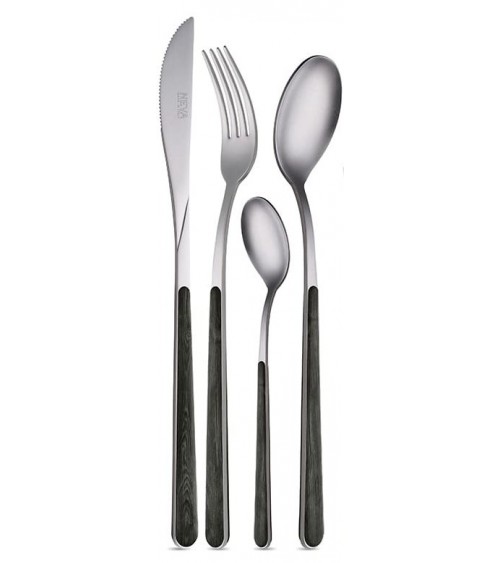 Set of 24 pcs Casteing Asia Wood Texture Neva - Salabed steel and wood effect handle - made in Italy -