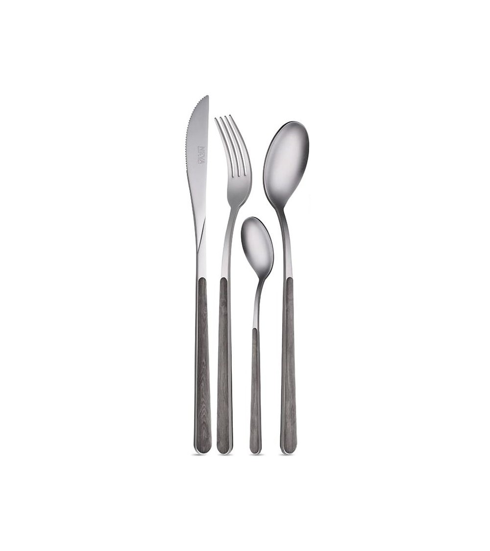 Set of 24 pcs Casteing Asia Wood Texture Neva - Salabed steel and wood effect handle - made in Italy -