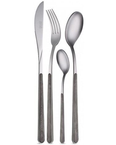 Set of 24 pcs Casteing Asia Wood Texture Neva - Salabed steel and wood effect handle - made in Italy -