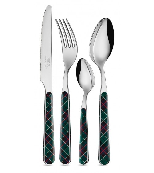 copy of Tartan Christmas Cutlery Set 24pcs Green / Red Color - Neva Posateria Creativa -  - 