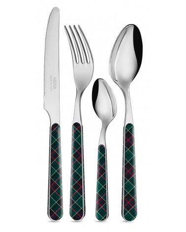 copy of Tartan Christmas Cutlery Set 24pcs Green / Red Color - Neva Posateria Creativa -  - 