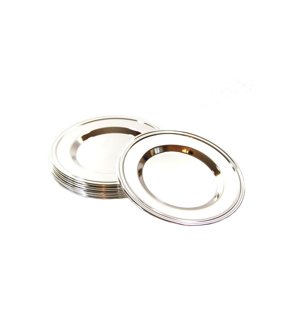 Piattini Pane Tondi in Argento Inglese Set 6 Pezzi – Sottobicchieri Eleganti e Moderni Made in Italy - 