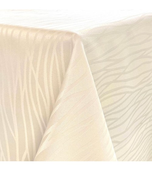 Elegant Solid Color Tablecloth - French Pattern - Ivory Color - Made in Italy -