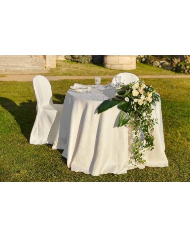 Elegante einfarbige Tischdecke – französisches Muster – elfenbeinfarben – hergestellt in Italien –
