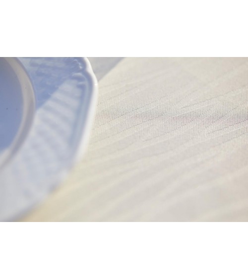 Elegant Solid Color Tablecloth - French Pattern - Ivory Color - Made in Italy -
