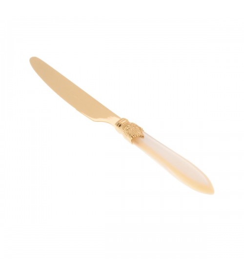 Couteau de table Laura Oro Rivadossi Sandro en acier inoxydable PVD doré - Luxe Made in Italy - Modalyssa -