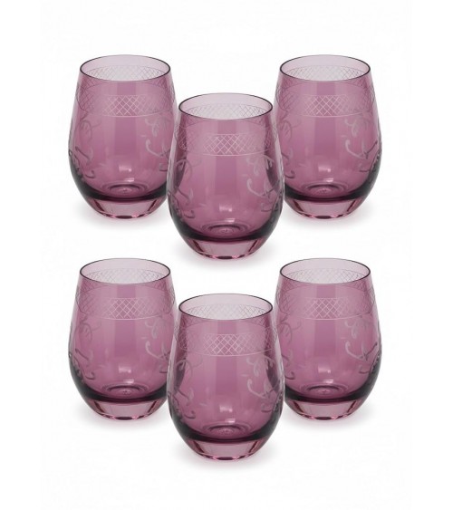 Royal Family - Set de 6 Verres à Dégustation Rouges avec Gravure - 