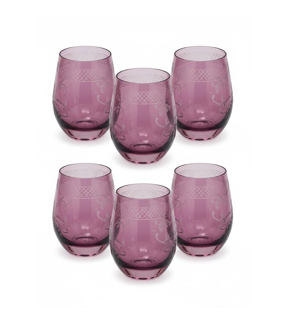 Royal Family - Set de 6 Verres à Dégustation Rouges avec Gravure - 