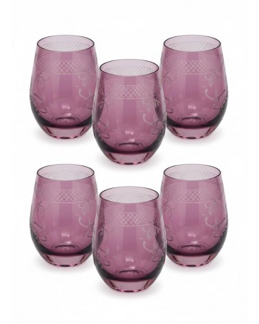 Royal Family - Set de 6 Verres à Dégustation Rouges avec Gravure - 