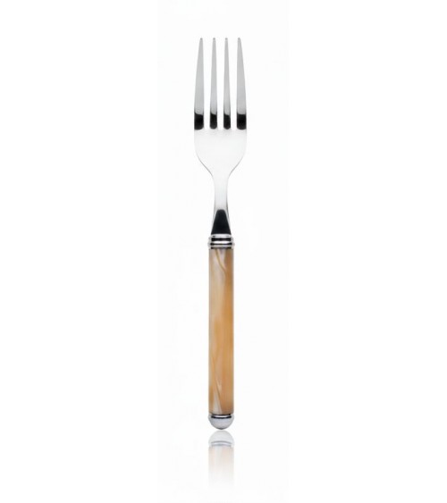 Rodi Fruit Fork - Modern Stainless Steel Cutlery and Mother of Pearl Handle Rivadossi Sandro - Made in Italy - Modalyssa - amber