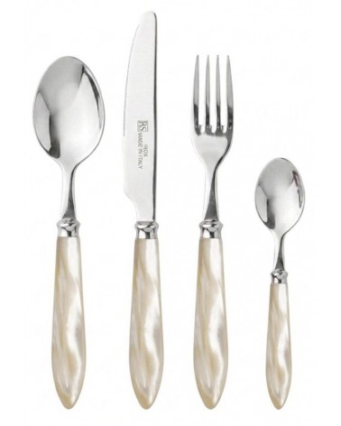 Rivadossi Sandro Besteck: Agata-Set, 4-teilig, Perlmutt-Tischgedeck im modernen Stil - 
