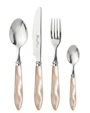 Rivadossi Sandro Besteck: Agata-Set, 4-teilig, Perlmutt-Tischgedeck im modernen Stil - 