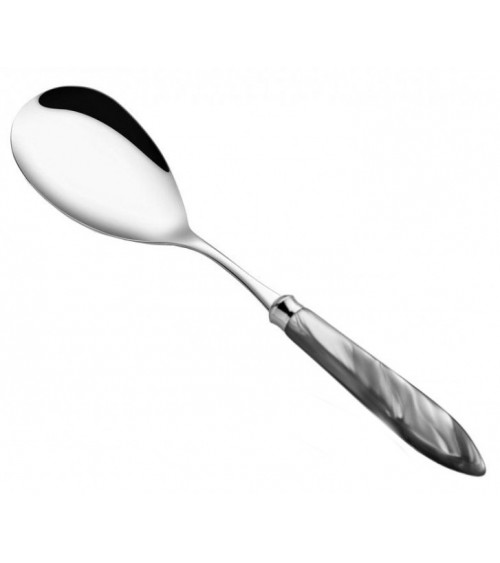 Agata Rivadossi Sandro Risotto-Schöpflöffel aus Edelstahl 18/10 – modernes Design, hergestellt in Italien – perlgrau