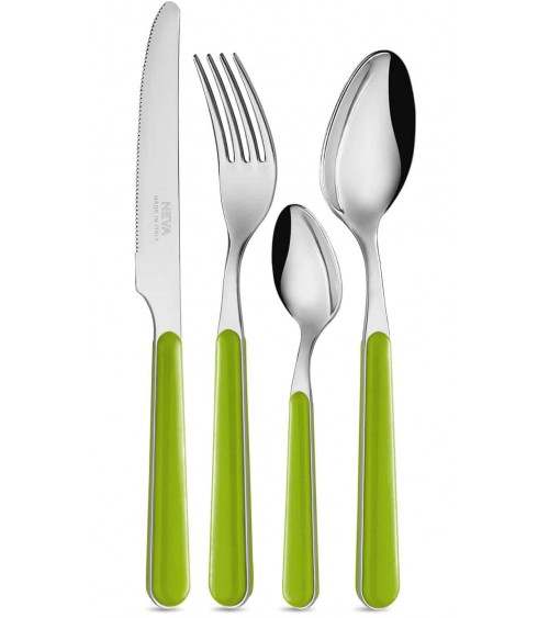 Couverts Bistrot Neva Posateria Creativa - Manche en acier inoxydable et vert pomme.