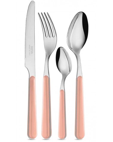 Posate Bistrot Neva Posateria Creativa - Acciaio Inox e Manico colore rosa salmone.
