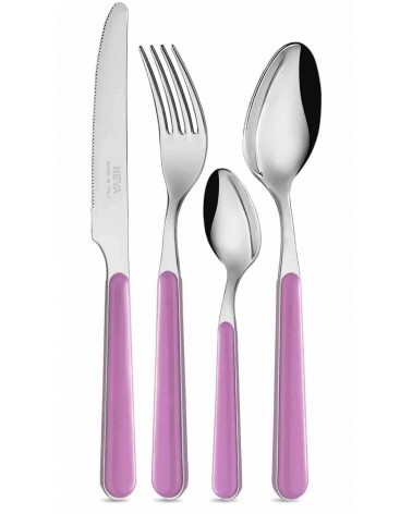Posate Bistrot Neva Posateria Creativa - Acciaio Inox e Manico colore lilla.