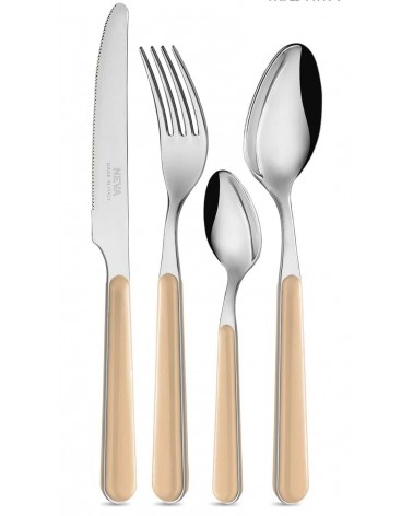Posate Colorate Bistrot Set 24 Pezzi Per sei Persone - Neva Posateria Creativa - colore avorio crema.