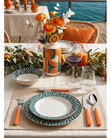 Image de l'ensemble - Ménagère 24 pièces Bistrot Neva Creative Cutlery - Couverts colorés pour 6 personnes - orange.