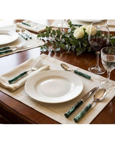 Rivadossi Sandro Bamboo - 24-teiliges Besteckset aus Edelstahl mit Perlmuttgriff -